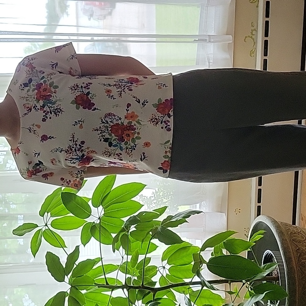 Bright floral designed white t shirt